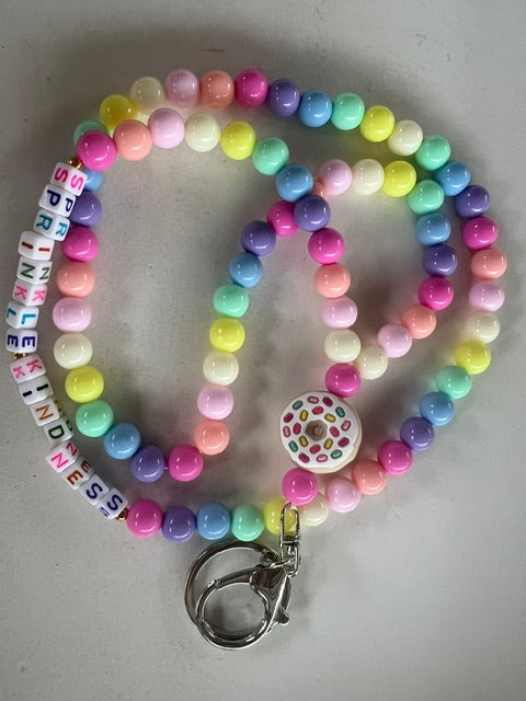 Colorful Teacher Lanyard with Donut Charm