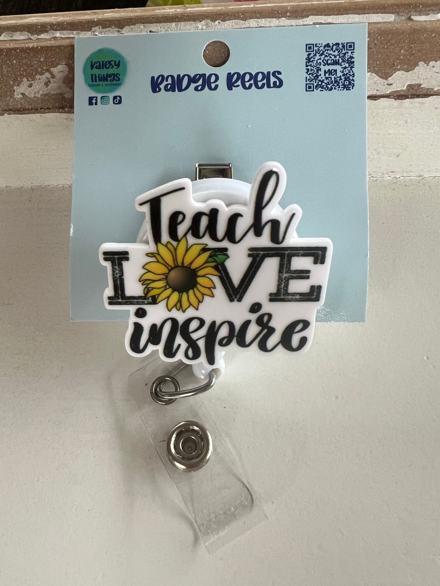 Teach Love Inspire Sunflower Badge Reel