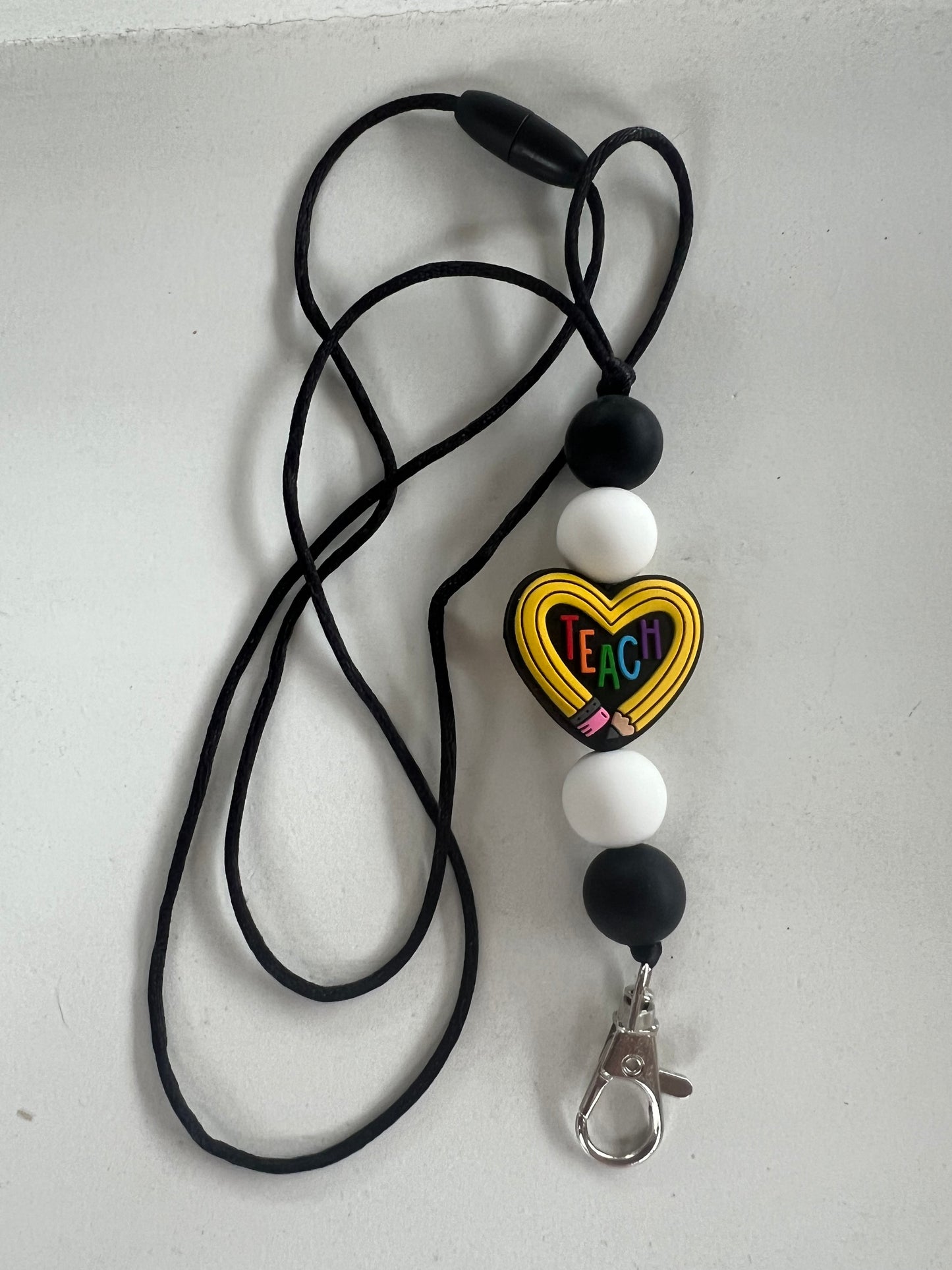 Teacher Pencil Heart Lanyard
