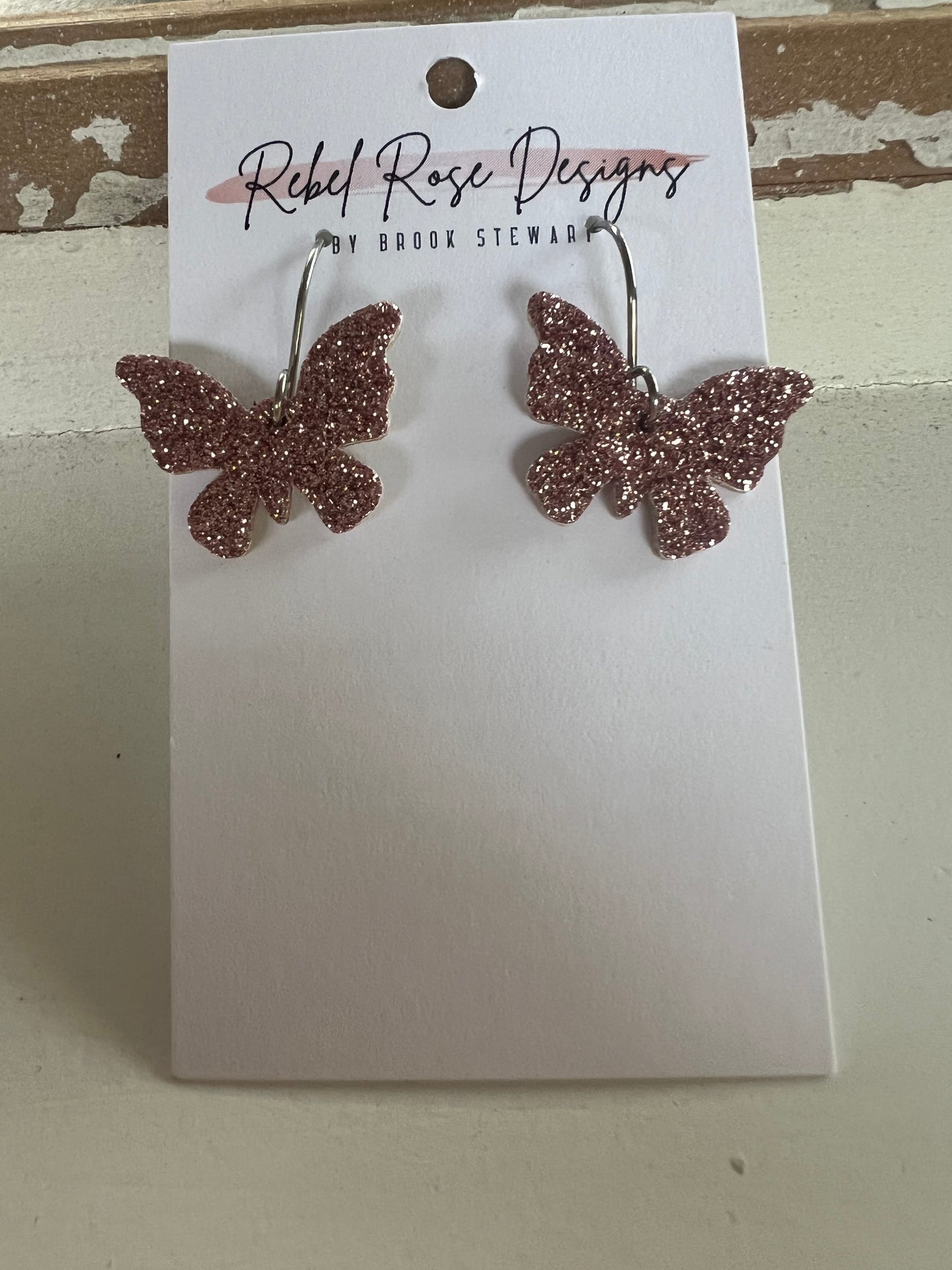 Butterfly Glitter Dangle Earrings