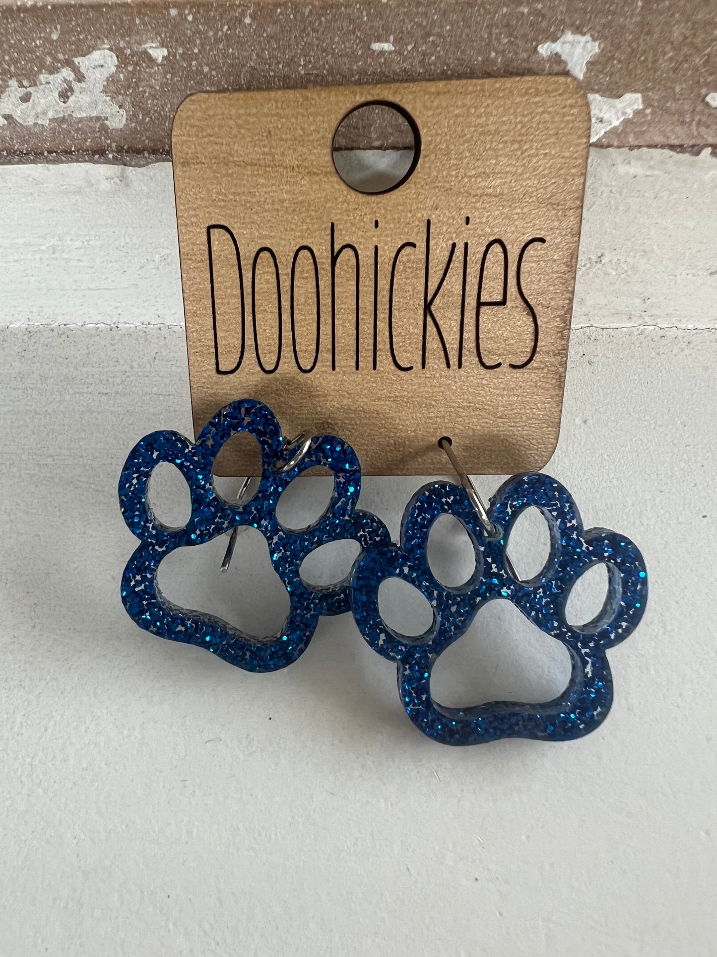 1” Glitter Paw Earrings