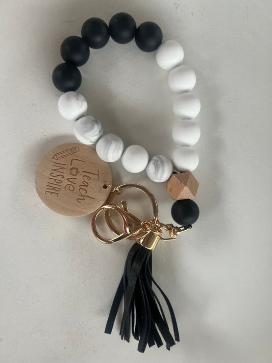Black Teach Love Inspire Keychain Wristlet